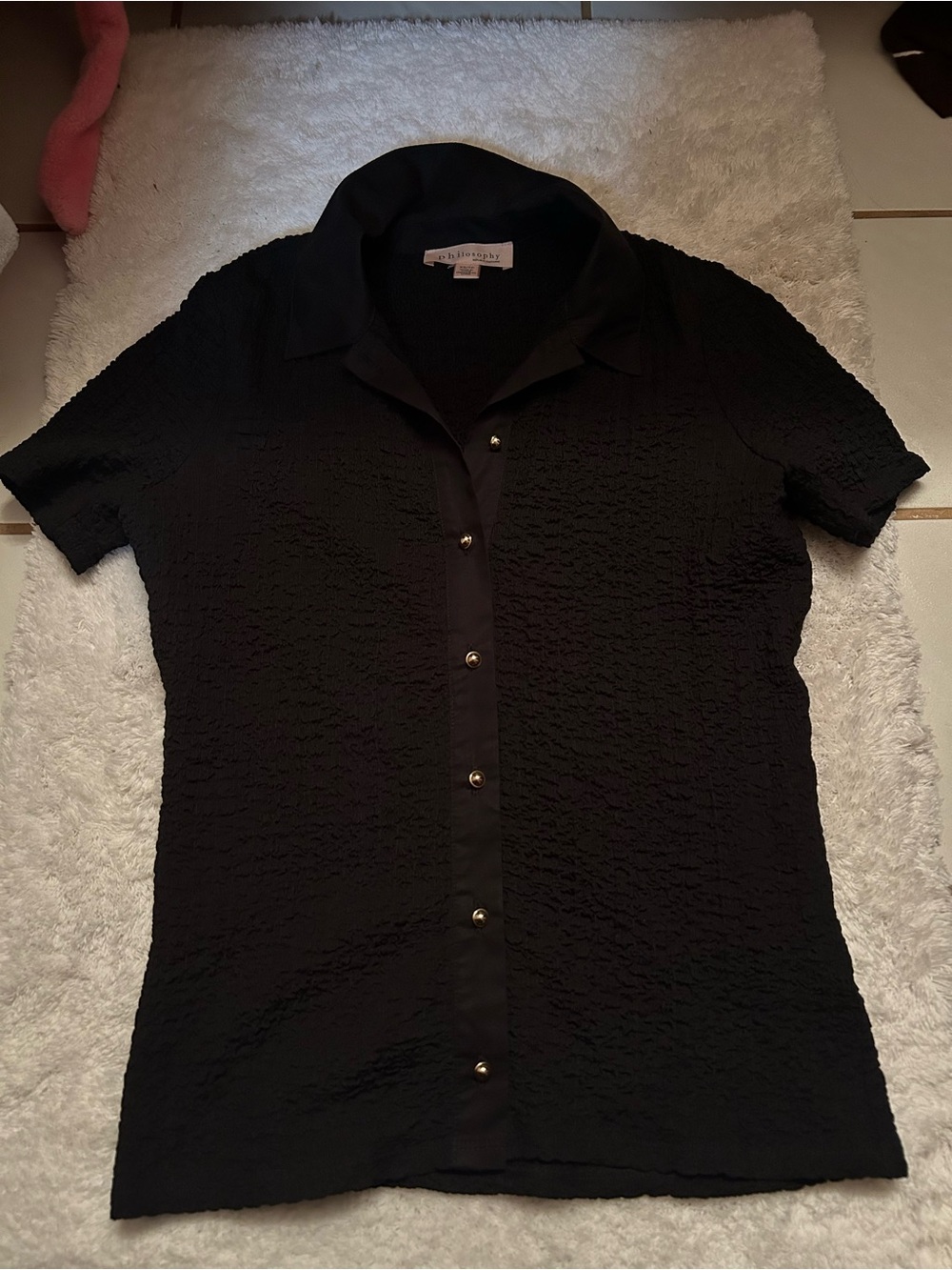 Women’s Black Short Sleeve Button Up Shirt XS